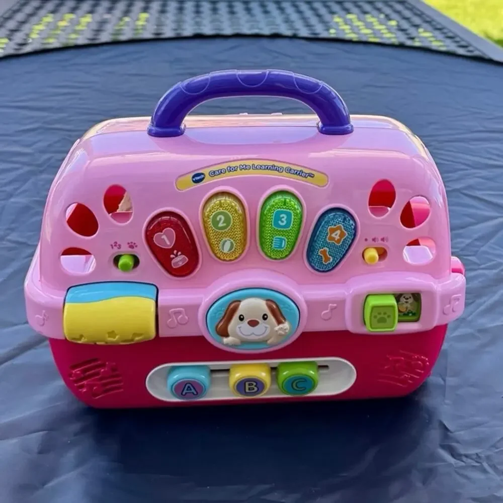 VTech Care for Me Learning Carrier Pink Interactive Pet Carrier Plush Puppy Toy